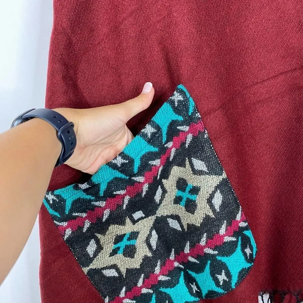2/$30 NEW Boho Southwest Ruana Oversized Open Wrap Poncho Blanket Scarf